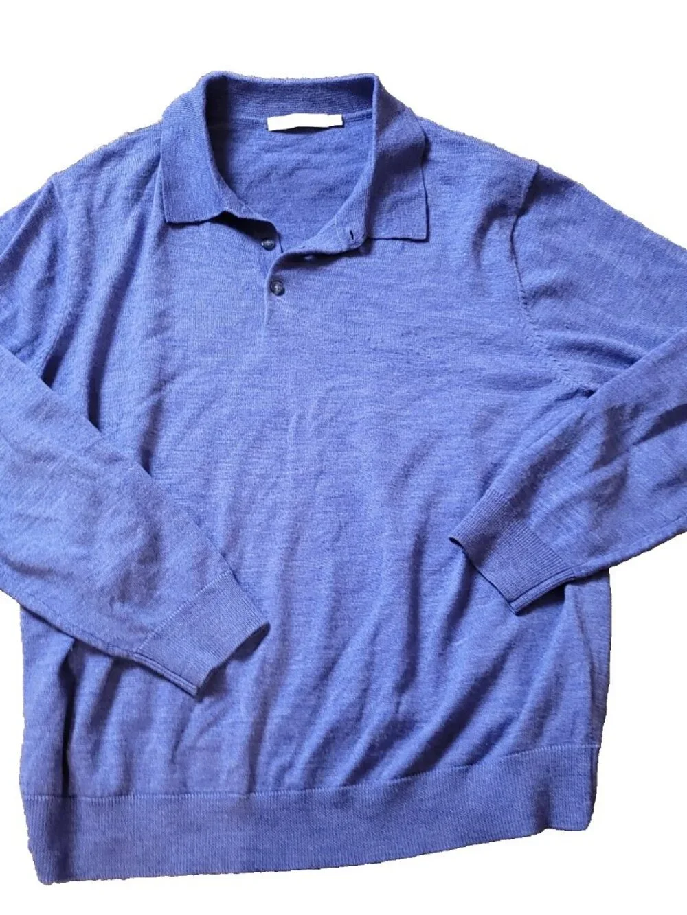 Stile Di Vita Sweater Mens XL Extra Fine Merino Blue Collared Long Sleeve Ribbed